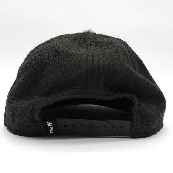 Neff Fresh Snapback Hat Embroidered Flat Bill Baseball Cap Paint Drip Wool Blend - Picture 5 of 7